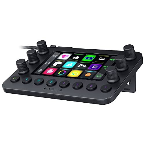 😱 Razer Controlador de stream: teclado multifuncional para streaming - 12 teclas táteis Switchblade - 6 mostradores analógicos táteis - 8 botões programáveis - Projetado para compatibilidade com PC e