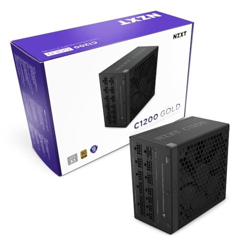 😱 NZXT C1200 Gold ATX 3.1 - Fonte de alimentação para jogos de PC totalmente modular de baixo ruído - 1200 Watts - 80 Plus Gold - Conector 12V-2x6 - Modo Zero Fan - Capacitores 100% japoneses - Preto