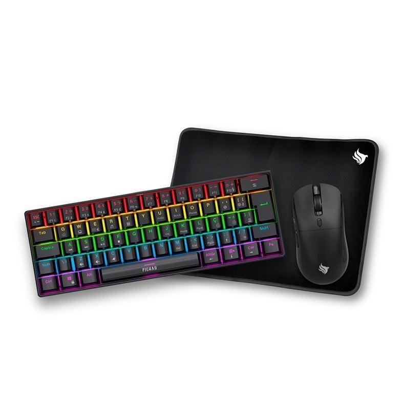 😱 Combo Gamer Pichau NetunoLight3x1,Rainbow,Teclado MecanicoABNT2,Mouse 4200DPI,Mousepad PG-NTNL-RBW01