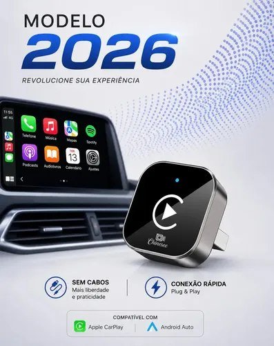 😱 Adaptador CarPlay e Android Auto Sem Fio 2 em 1