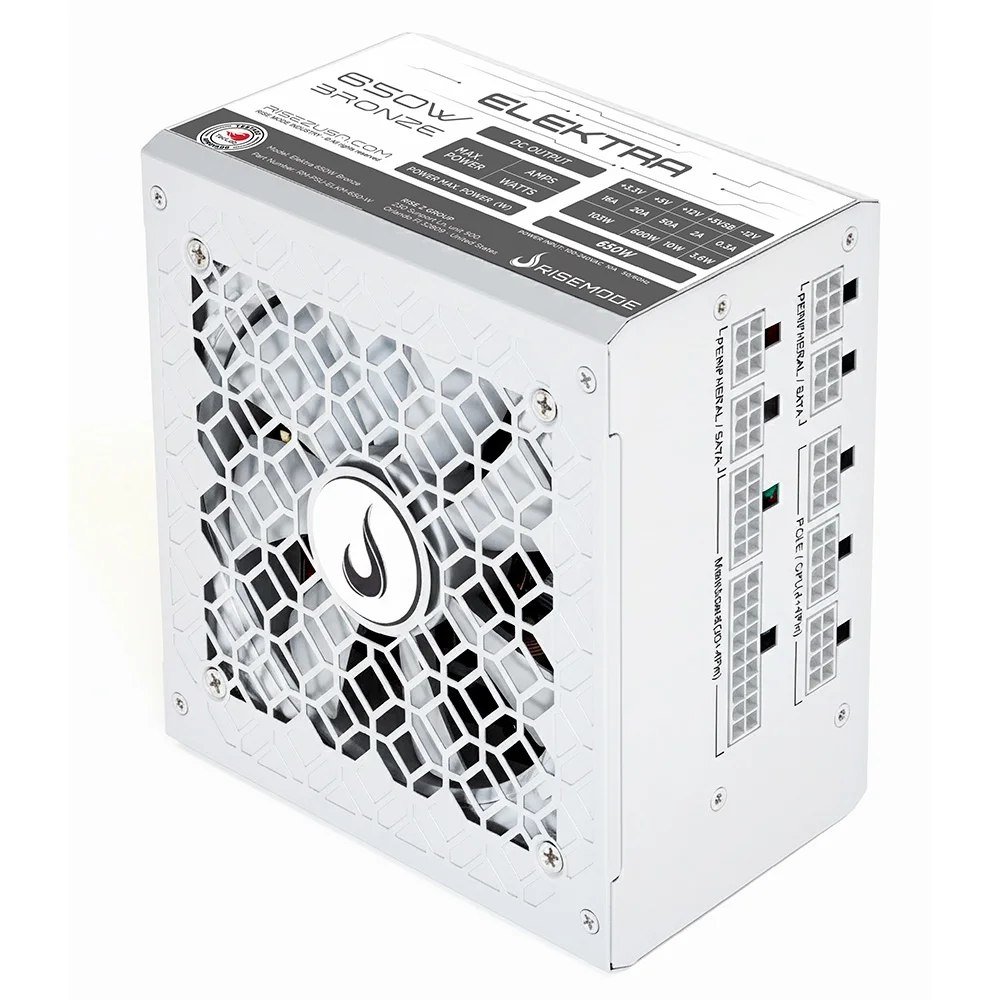 😱 Fonte Gamer Rise Mode Elektra, 650W, Bronze, Full Modular, Pfc Ativo, Branco - Rm-Psu-Elkm-650-W