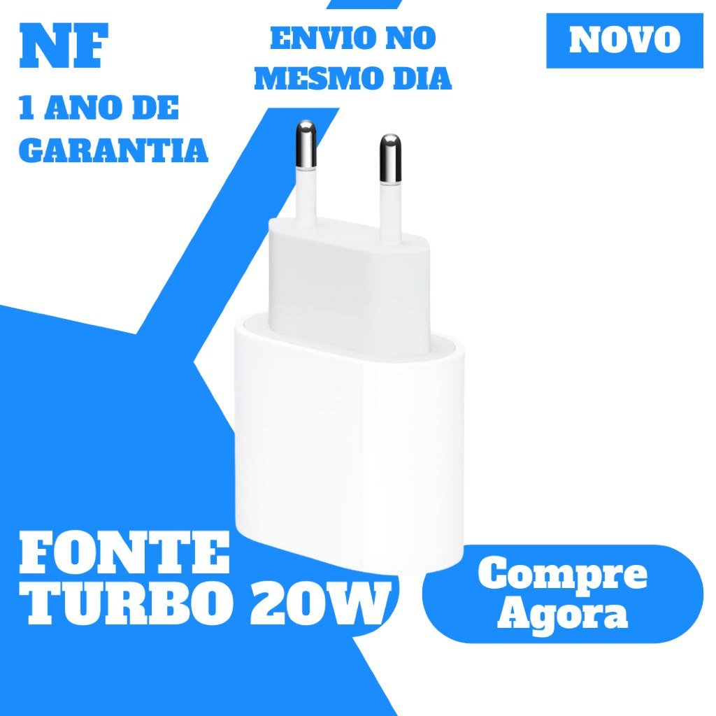 😱 Fonte Turbo 20W Carregador Original Apple 1 Ano De Garantia