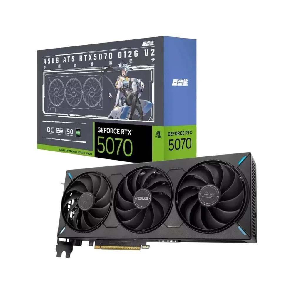 😱 Placa de Vídeo ASUS RTX 5070 ATS OC V2 NVIDIA, Sem RGB, 12GB GDDR7 - 90YV0M1E-M0NA00