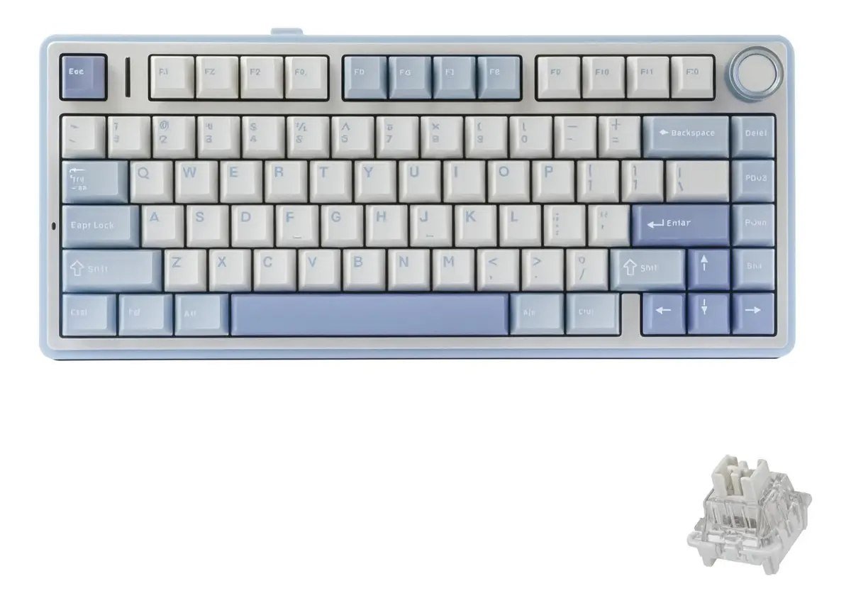😱 Teclado Aula F75 Sem Fio Mecânico Tri Mode Hot Swap Cor de teclado Azul Sal Marinho Idioma Inglês US