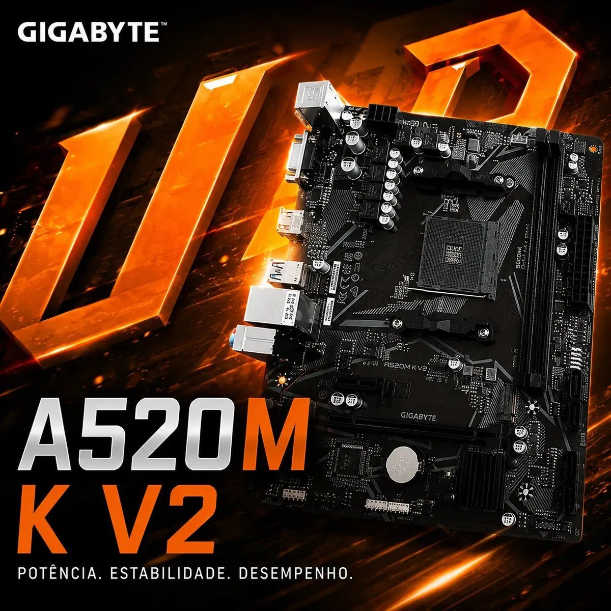 😱 Placa Mãe A520m K V2 Amd Am4 Matx Ddr4 Gigabyte Cor Preto