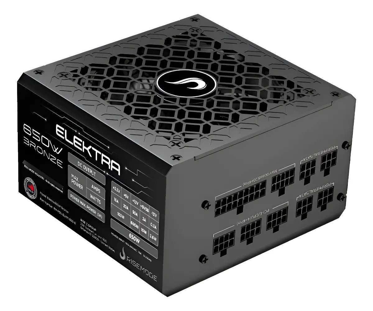 😱 Fonte Gamer Rise Mode Elektra 650w Full Modular Selo Teclab Preto