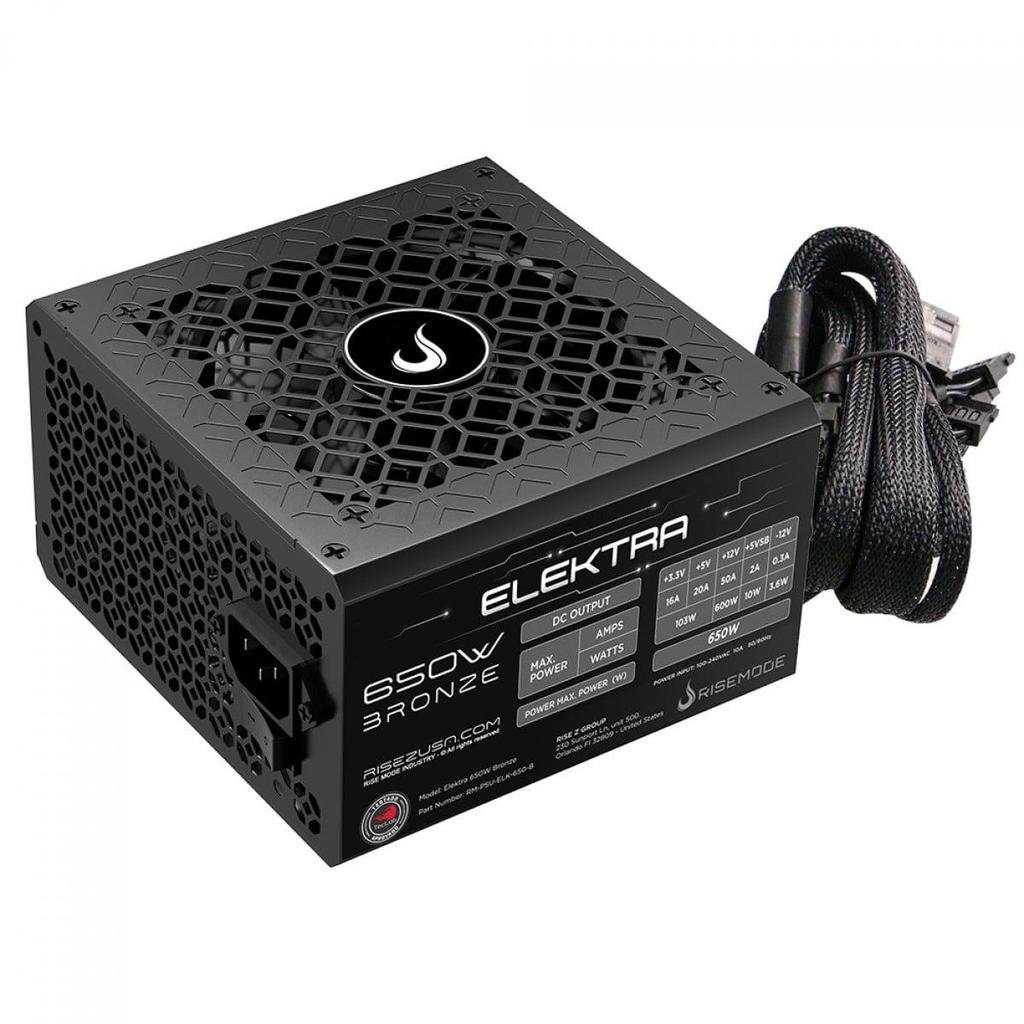 😱 Fonte Rise Mode Elektra, 650W, 80 Plus Bronze, Pfc Ativo, Preto, Rm-Psu-Elk-650-B