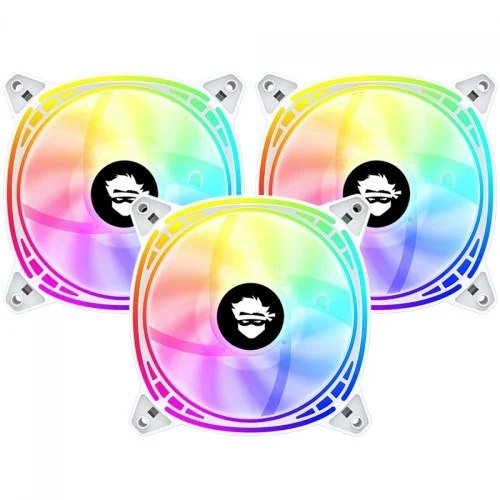 😱 Kit Fan Com 3 Unidades Gamer Ninja Fuuton, ARGB, 120mm, White