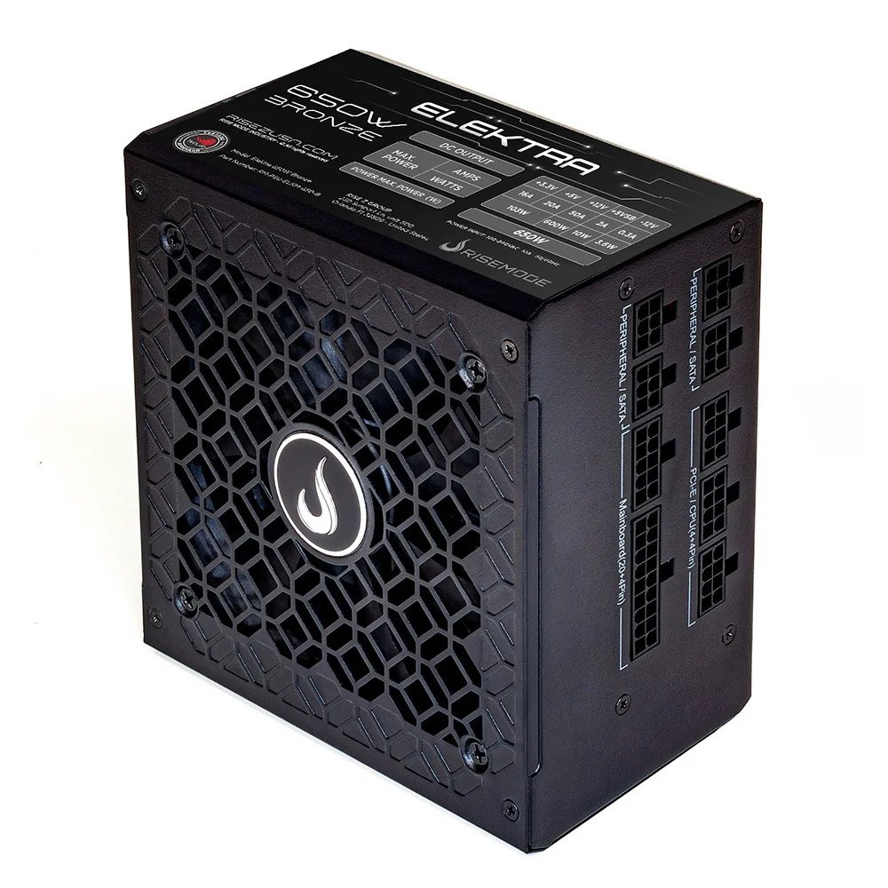 😱 Fonte Gamer Rise Mode Elektra, 650W, Bronze, Full Modular, Pfc Ativo, Preto Rm-Psu-Elkm-650-B