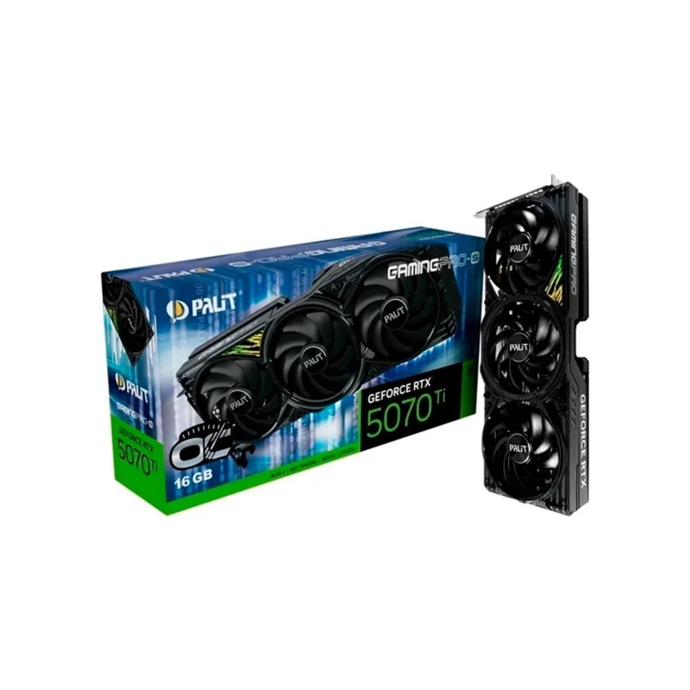 😱 Placa de Video Palit GeForce Rtx 5070 Ti 16Gb GamingPro-S Gddr7 256bits - Ne7507t019t2-Gb2031u