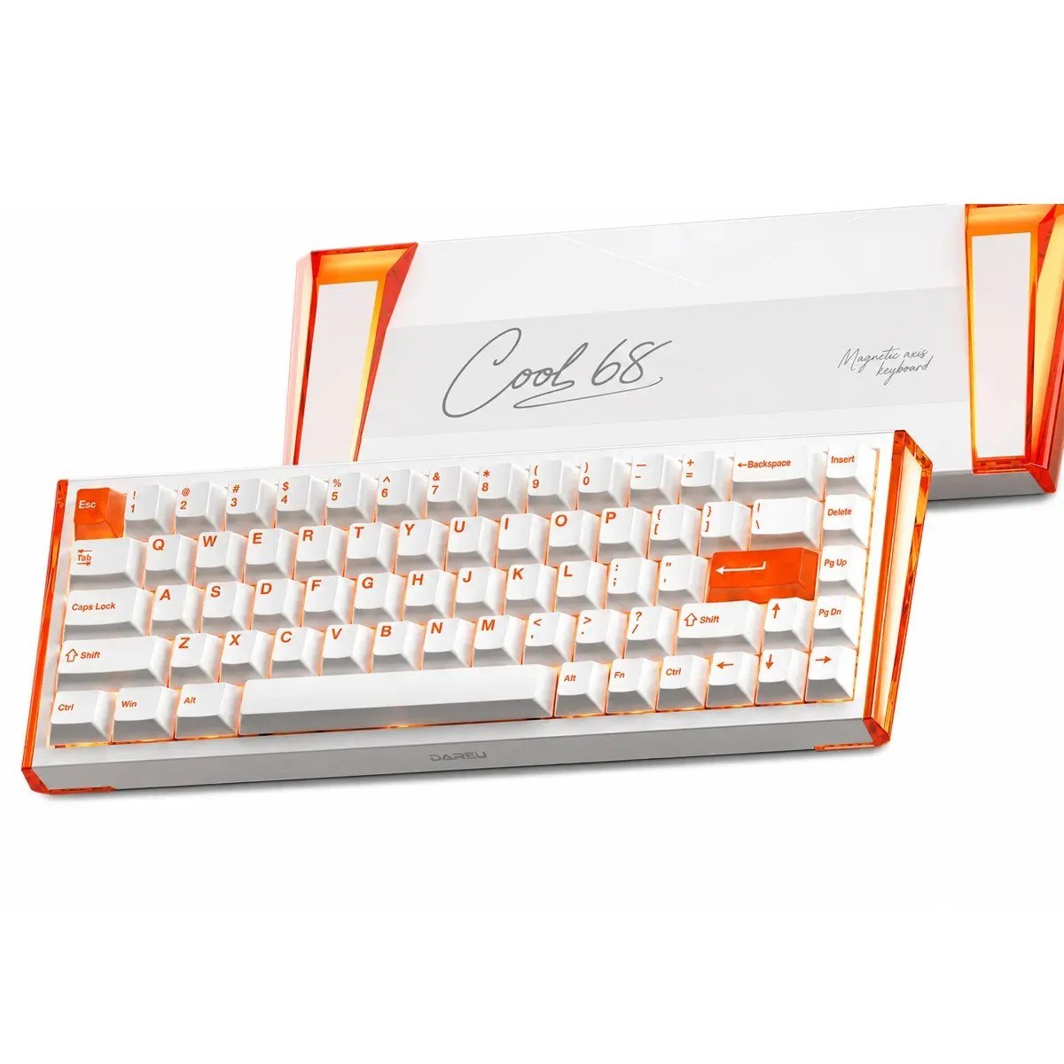 😱 Teclado Gamer Magnético 8000hz Rapid Trigger Hot Swap Cool68 Rgb Dareu Blazing Orange