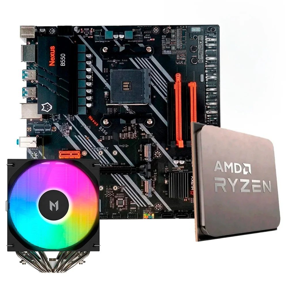 😱 Placa-Mãe Husky Nexus B550 + Processador Amd Ryzen 7 5700x + Air Cooler Mach1 Wind