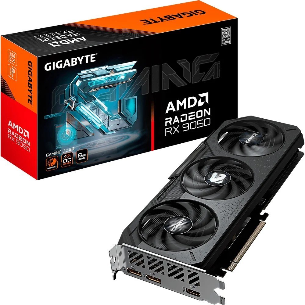 😱 Placa de Vídeo Gigabyte RX 9050 GAMING OC 8GB AMD Radeon, 8GB GDDR6, 128bit - GV-R9050GAMING OC-8GD