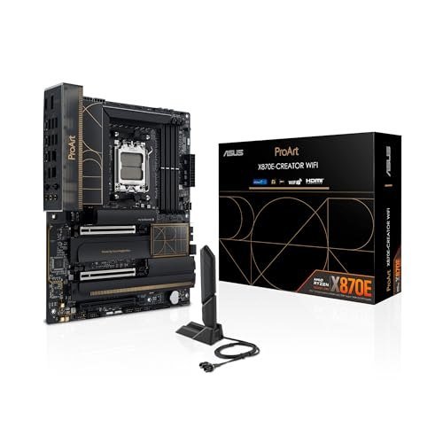 😱 ASUS ProArt X870E-CREATOR WiFi, placa-mãe AMD X870E ATX, slots PCIe 5.0 x16 com suporte total para GPUs de próxima geração, 16+2+2 estágios de energia, DDR5, dual USB4, 10 Gb e LAN de 2,5 Gb, WiFi 7, Desconto na Finalização