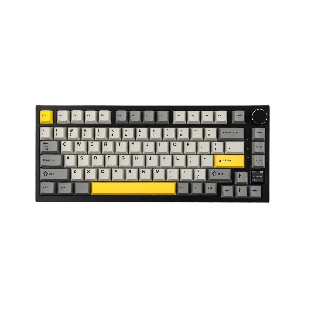 😱 Teclado Sem Fio Mecânico Gamer Ajazz Ak820 Pro, Gasket Mount, Tela Tft, Rgb, Tri-Mode, Switch Gift, Amarelo - Ajazz-Ak820-Pro-Gy-gift