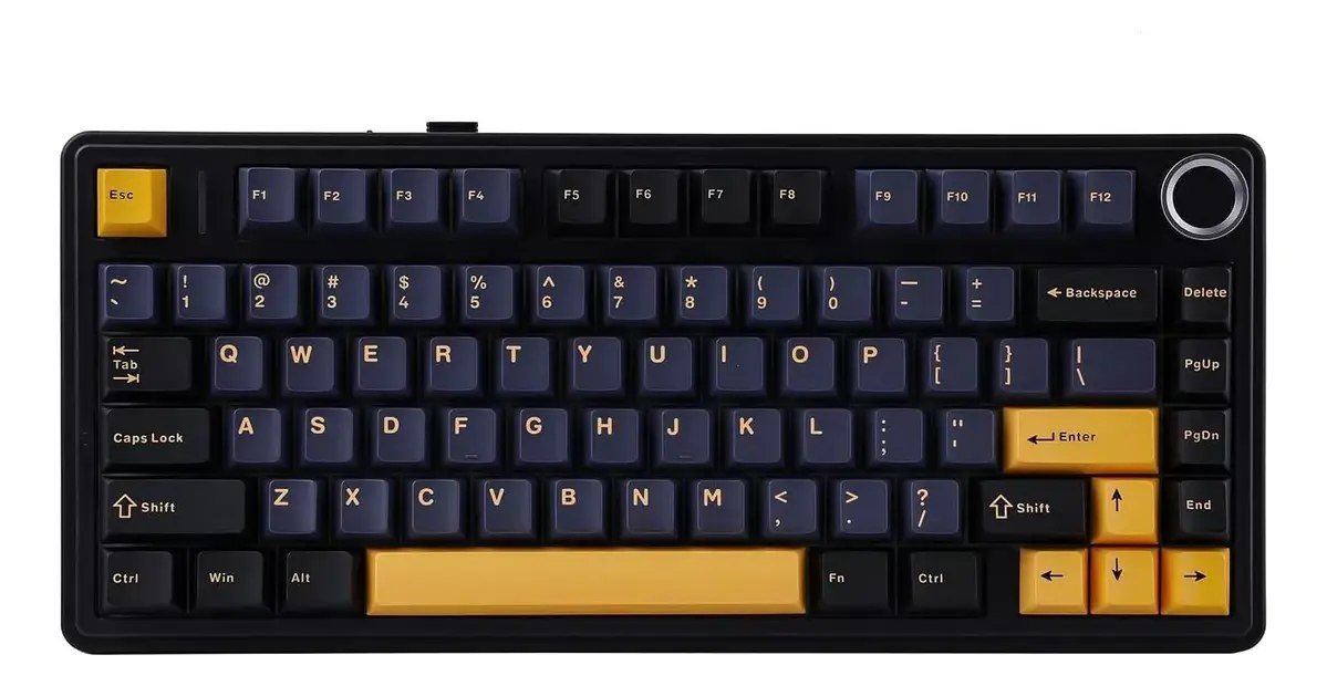😱 Teclado Mecânico Aula F75 Preto Sem Fio Tri Mode 75% Hotswap Rgb Idioma Inglês Us