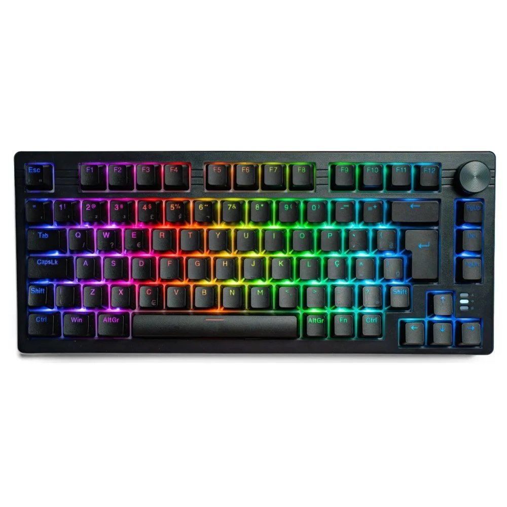 😱 Teclado Sem Fio Mecânico Gamer Husky Nomadic, Rgb, Switch Gateron G Pro Brown, Bluetooth, Abnt2, Preto