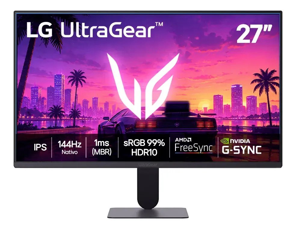 😱 LG UltraGear Monitor Gamer 27" IPS, 144Hz Nativo, 1ms (MBR), Full HD (1920x1080), HDR10, NVIDIA G-SYNC, AMD FreeSync, Preto - 27G411B