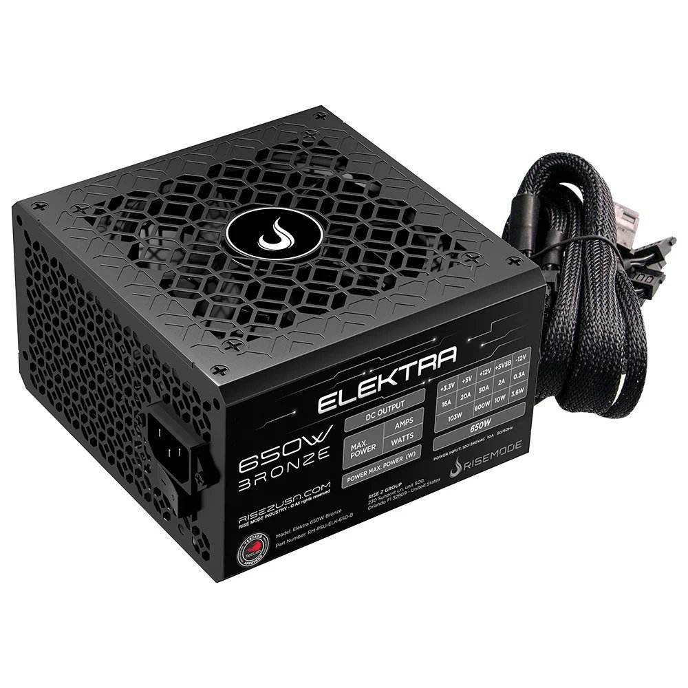 😱 Fonte Gamer Rise Mode Elektra, 650W, Bronze, Pfc Ativo, Preto - Rm-Psu-Elk-650-B