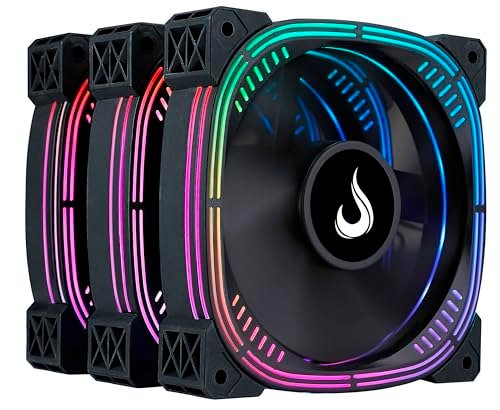 😱 Kit com 3 Ventoinhas Gamer Rise Mode Aura Pro Black ARGB 5v 120mm - RM-AUB-02-ARGB