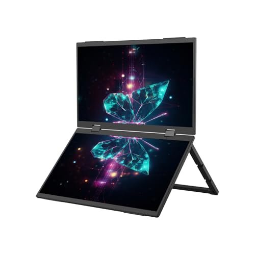 😱 Bettdow Monitor portátil dobrável duplo de 15, 6'' FHD 1080P Monitor Portátil Conectado Com USB C Dupla/HDMI, IPS Extensor De Tela para Notebook com VESA e Funda Inteligente magnético, Plug and Play