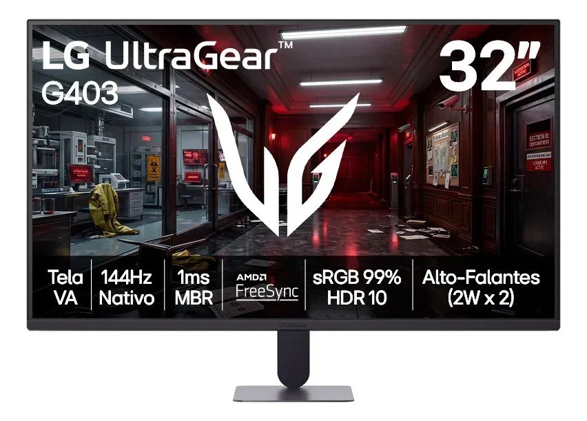 😱 Monitor Lg UltraGear Tela Va Fhd 32”, 144Hz nativo, 1ms (Mbr), Amd FreeSync, Hdr10, sRGB 99%, Preto 32G403b