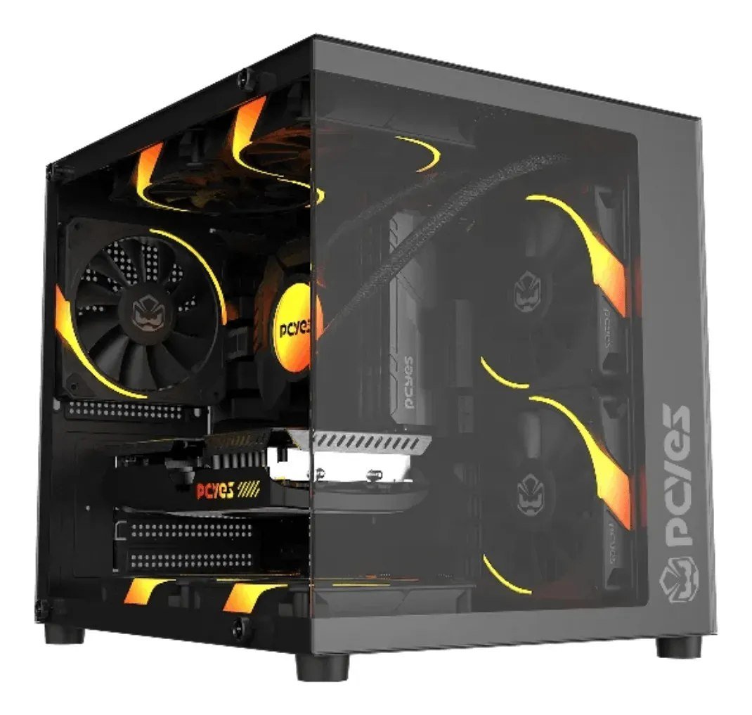 😱 Gabinete Gamer Pcyes Forcefield Mini Black Vulcan - Gffmnbv