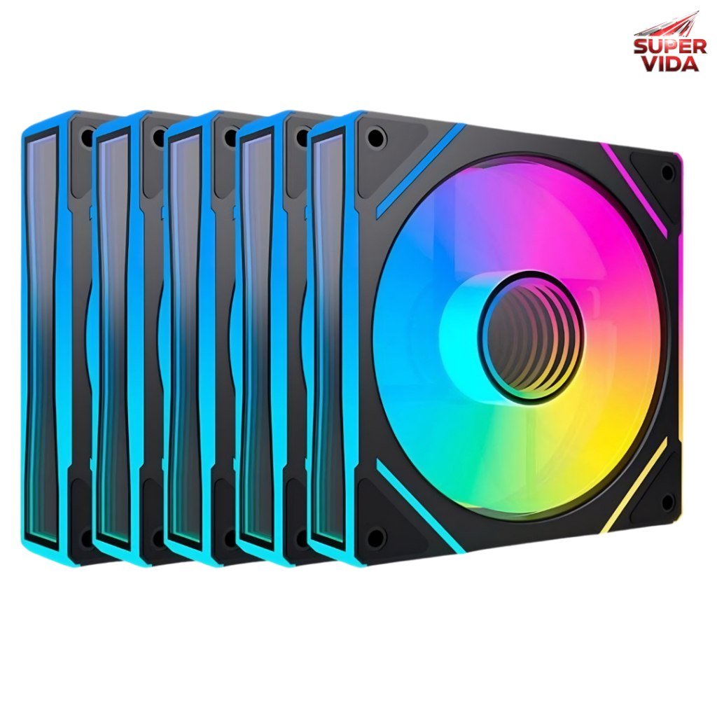 😱 Kit 5 Cooler Fan ARGB 120mm Para Gabinete E CPU 1300 RPM Silencioso Iluminação LED RGB 5V 3 Pinos