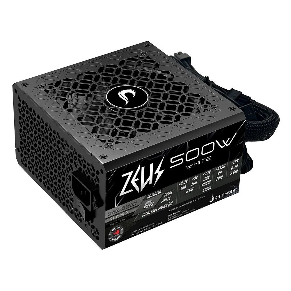 😱 Fonte Gamer Rise Mode Zeus, 500W, PFC Ativo
