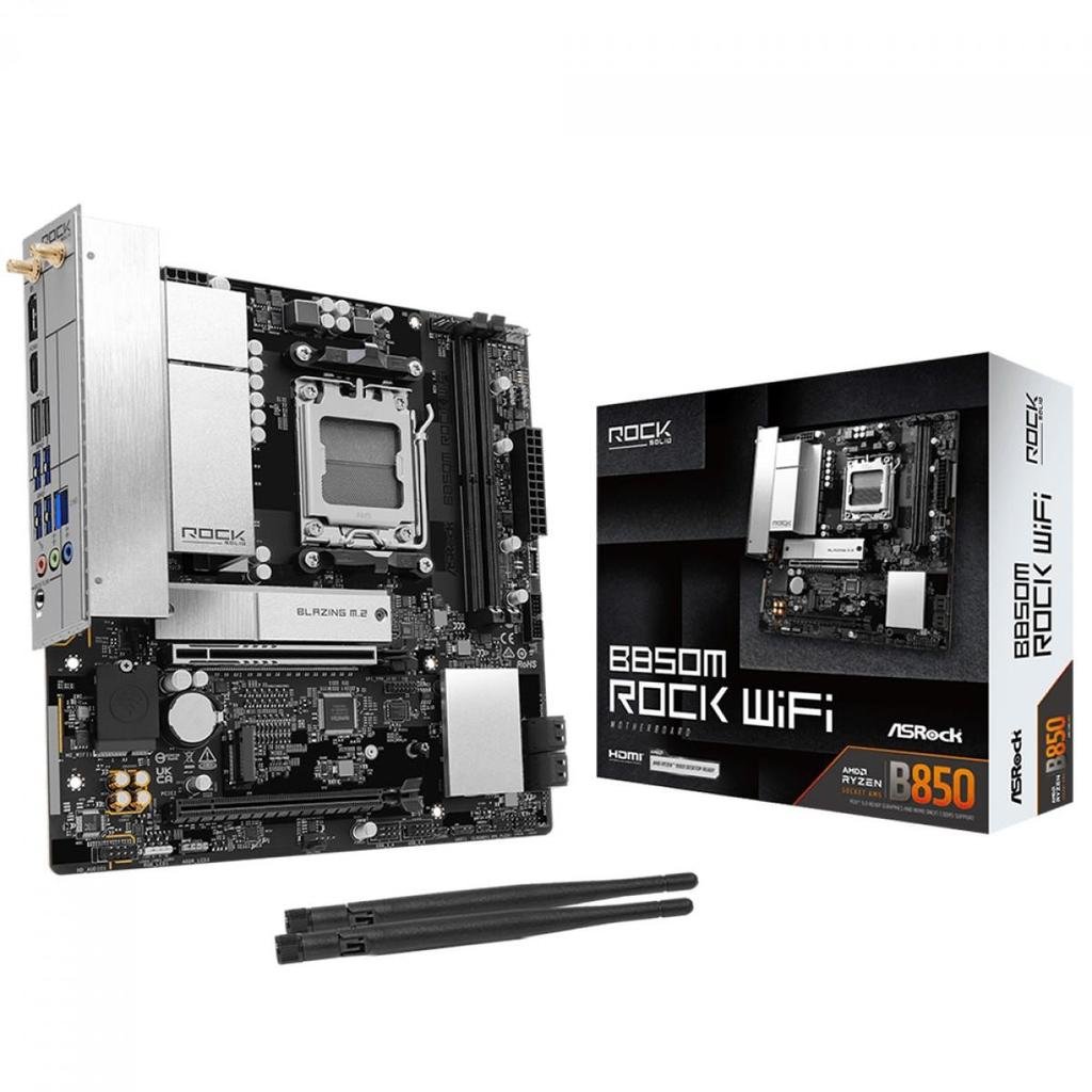 😱 Placa Mãe ASRock B850m Rock WiFi, Chipset B850, Amd Am5, mATX, Ddr5 B850