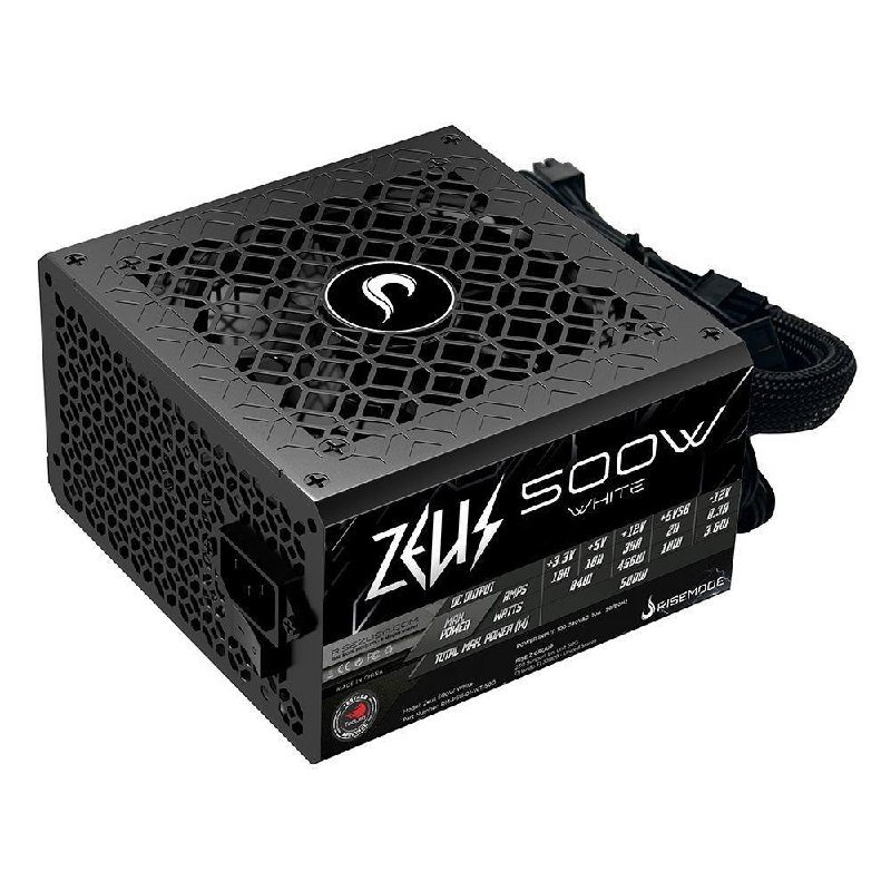😱 Fonte Gamer Rise Mode Zeus, 500W, Pfc Ativo, Preto