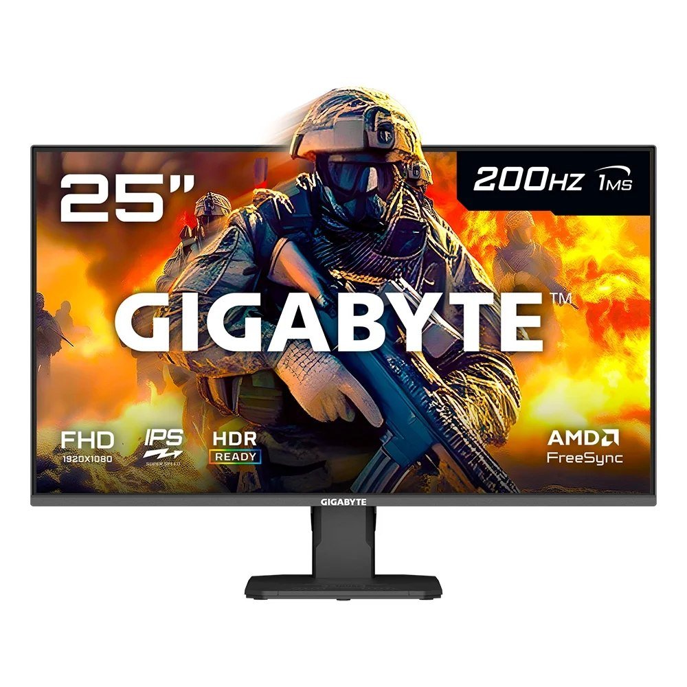 😱 Monitor Gamer Gigabyte 25", Fhd, 200Hz, 1ms, Ips, Vrr, FreeSync Premium, Hdr 10, Alto-falante Embutido - Gs25f2-Sa