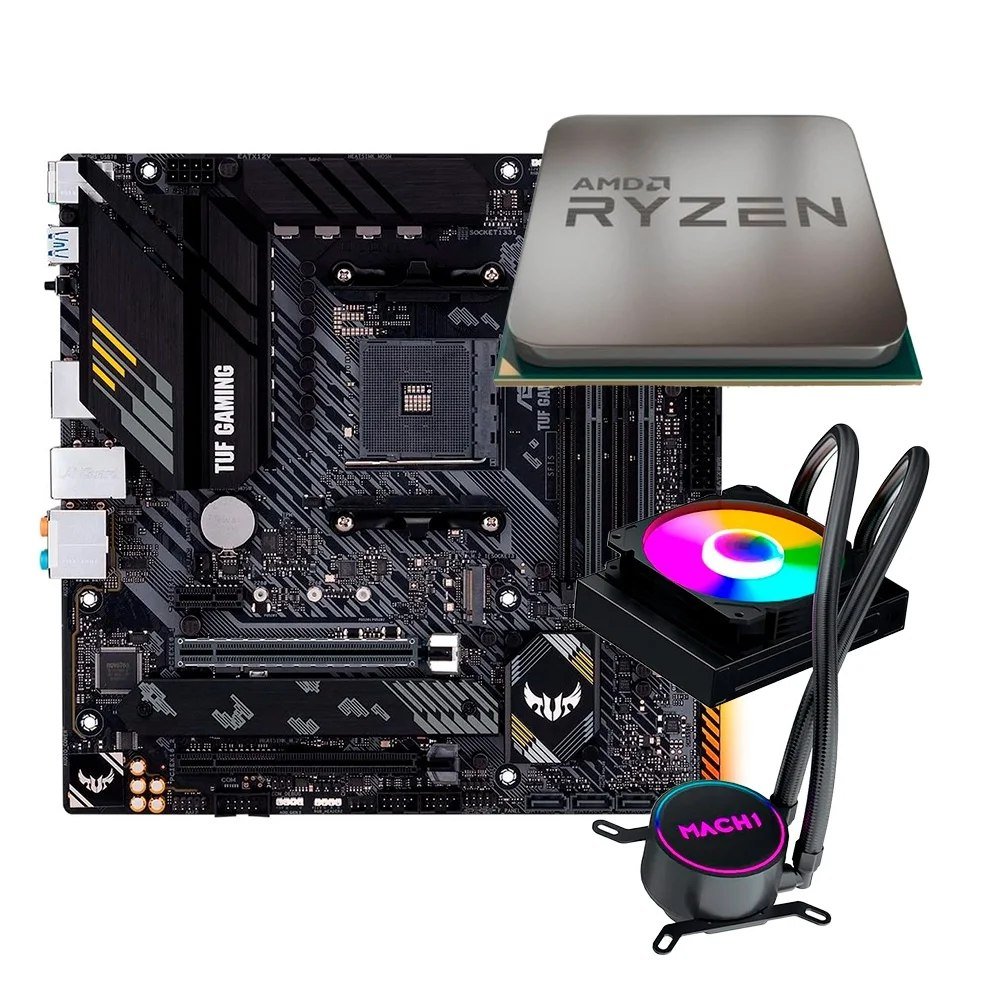 😱 Placa Mae Asus Tuf Gaming B550M Plus Processador Amd Ryzen 7 5700X Water Cooler Mach1 Logic