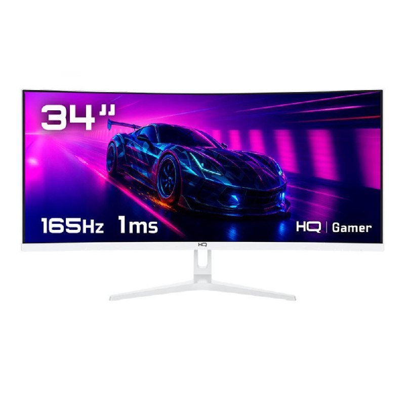 😱 Monitor Gamer 34" Curvo Branco 1ms, 165Hz, UltraWide (Qhd) - 3440x1440 Amd FreeSync, Hdmi, Dp, Hq Premium Hqw34c16