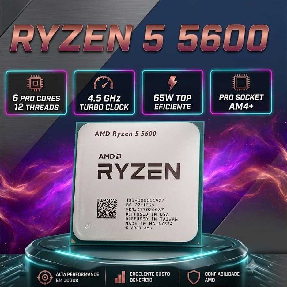 😱 Processador Amd Ryzen 5 5600 Am4 6 Núcleos 12 Threads, Link produto