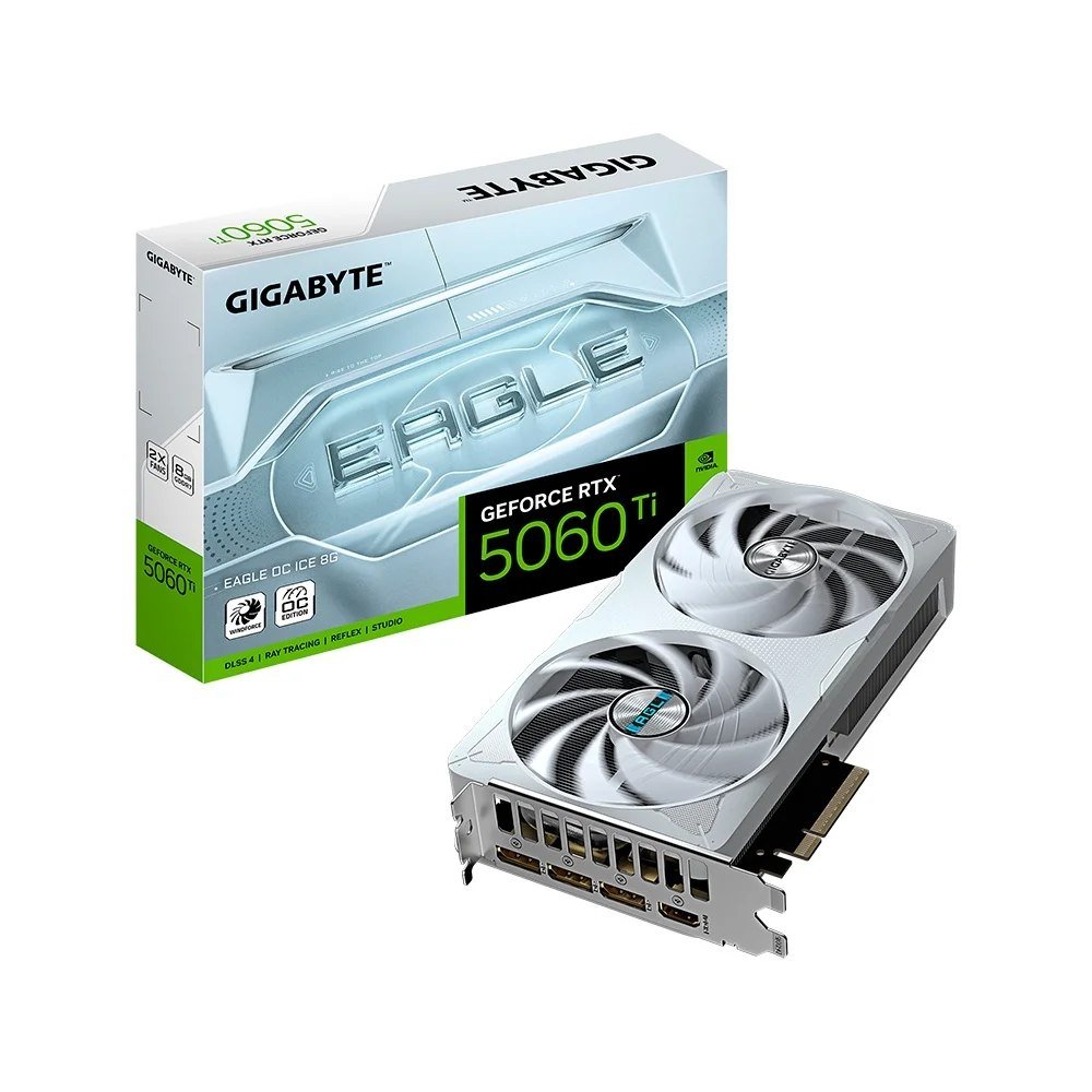 😱 Placa de Vídeo RTX 5060 Ti EAGLEOC ICE 8G Gigabyte NVIDIA GeForce, 8GB GDDR7, 128bits