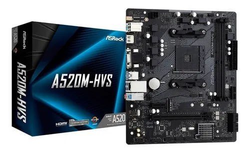 Placa Mãe Asrock A520m-hvs Som/video/hdmi/usb2.0/usb3.2/ddr4