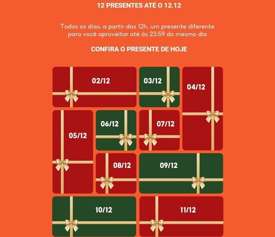 🎟️Tem Surpresa Shopee válida todos os dias a partir das 12:00 até 12.12