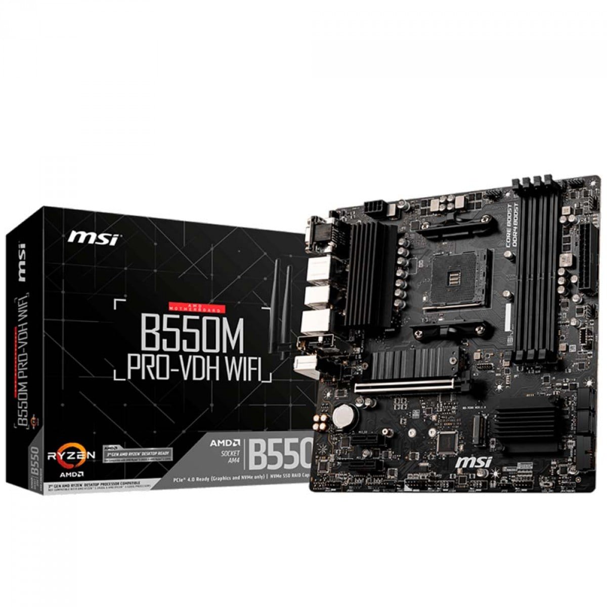 Placa Mãe MSI B550M PRO-VDH WIFI, Chipset B550, AMD AM4, mATX, DDR4 🖥️
