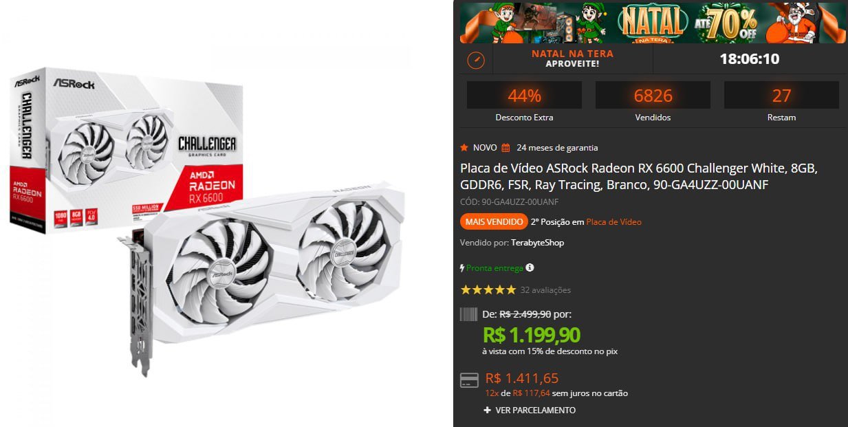 Placa de Vídeo ASRock Radeon RX 6600 Challenger White, 8GB 🖥️🎮