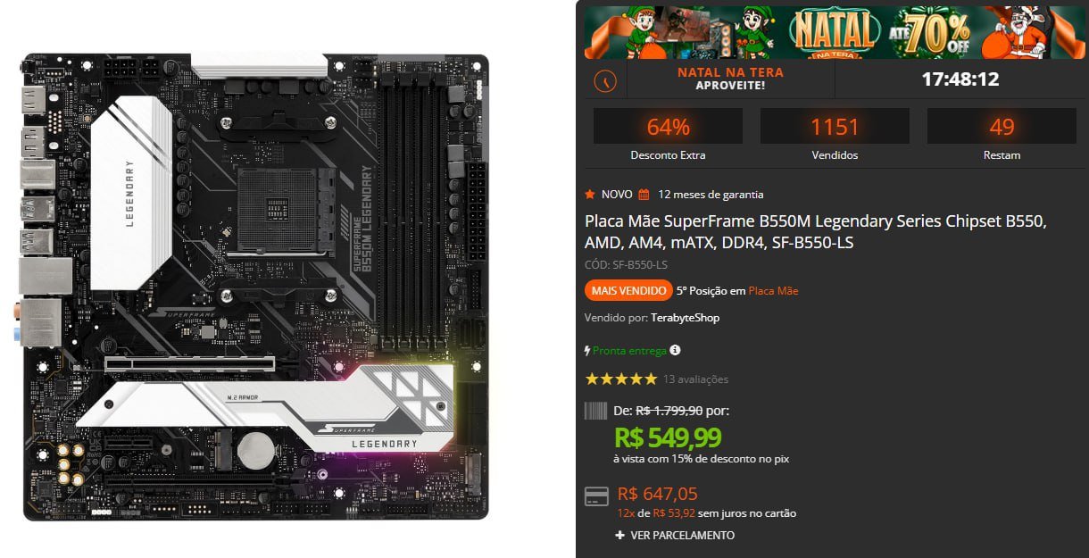 Placa Mãe SuperFrame B550M Legendary Series Chipset B550, AMD, AM4, mATX, DDR4 🖥️
