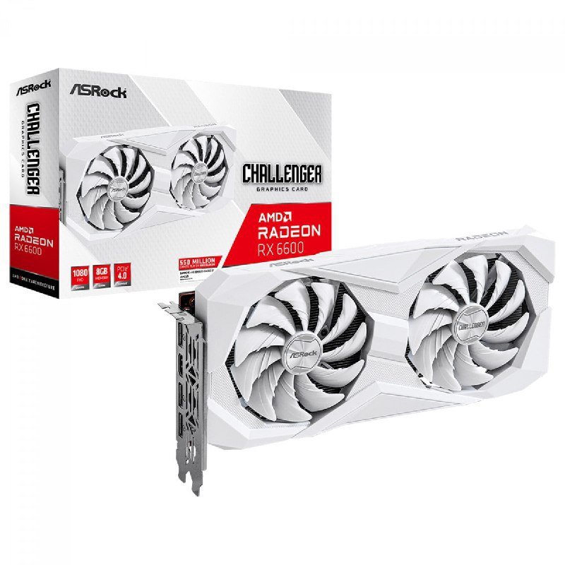 Placa de Vídeo ASRock Radeon RX 6600 Challenger White, 8GB, GDDR6, FSR, Ray Tracing, Branco 🎮🖥️