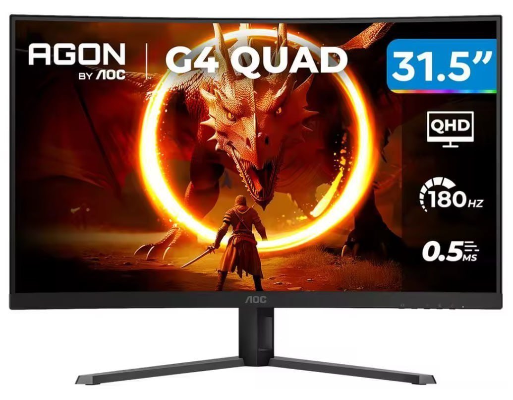 Monitor Gamer AOC Gaming 32" QHD 180Hz VA 0,5ms HDMI DisplayPort - Bivolt 🖥️🎮