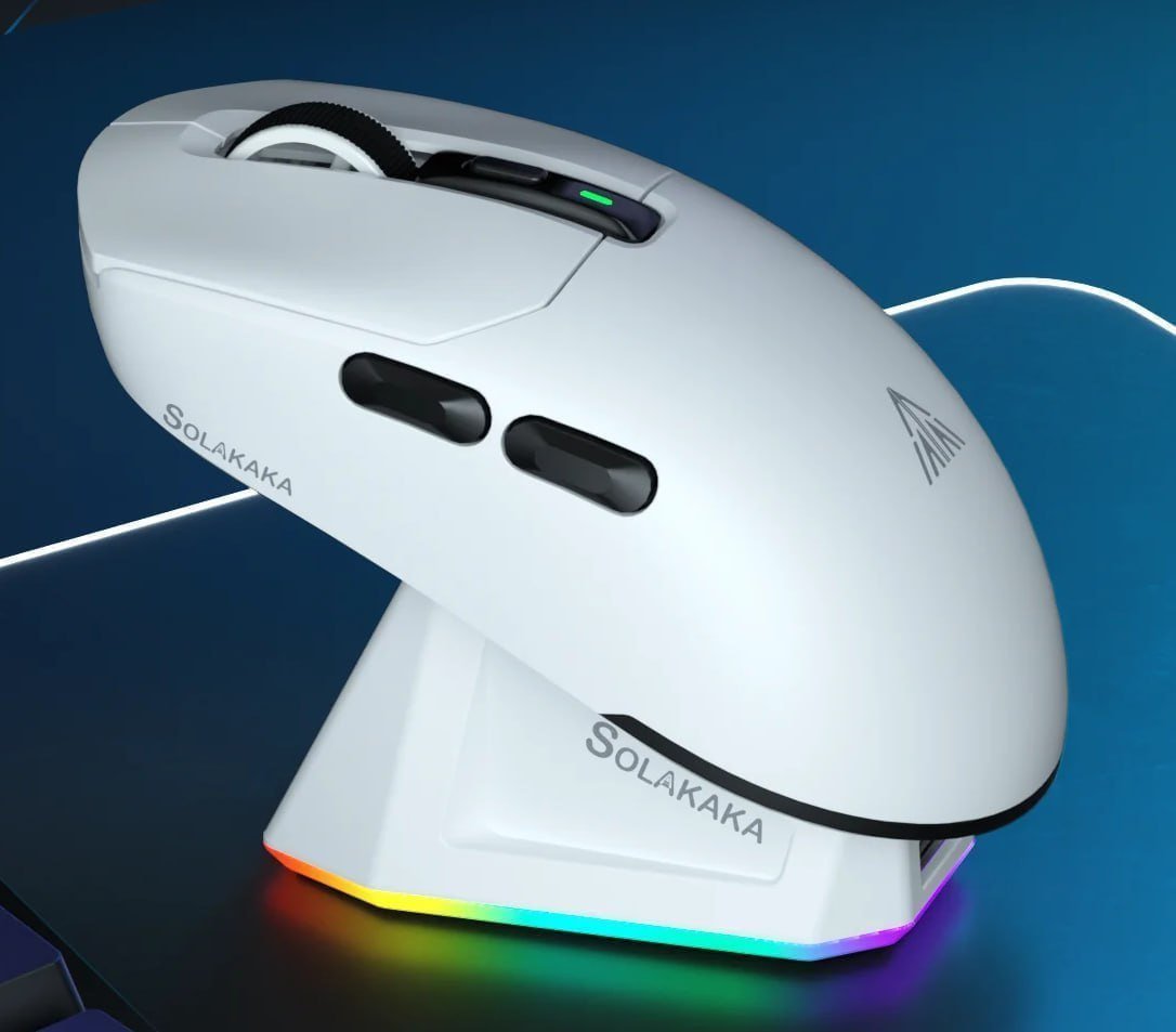 Mouse Gamer Sem Fio SOLAKAKA SM820, PAW3311, Com Dock de Carregamento 🖱️🎮