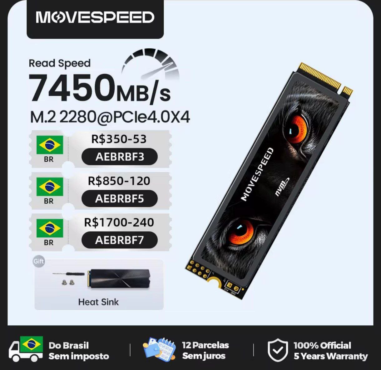 Ssd Nvme Movespeed 1TB Gen4 7450mb/s 💻💾