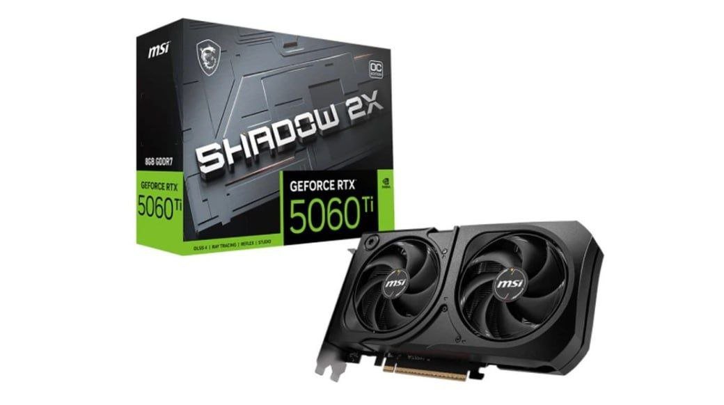 Placa de Vídeo MSI GeForce RTX 5060 Ti 8G SHADOW 2X OC PLUS NVIDIA GeForce, 8GB GDDR7