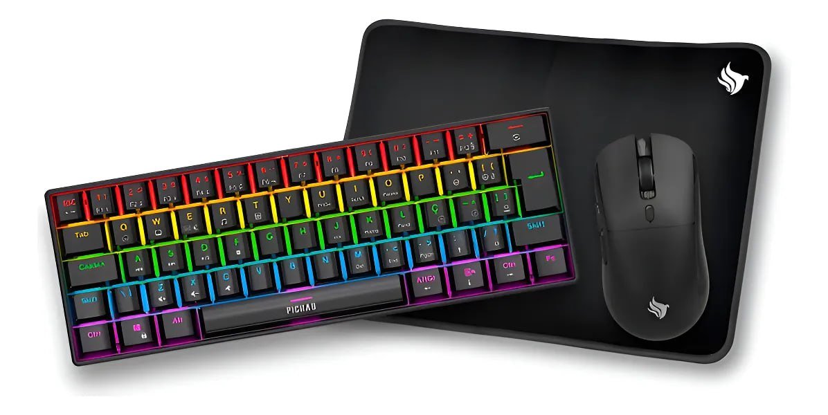 Combo Gamer Pichau Netuno Light 3x1 Rainbow Teclado Mecânico 🎮🖱️⌨️