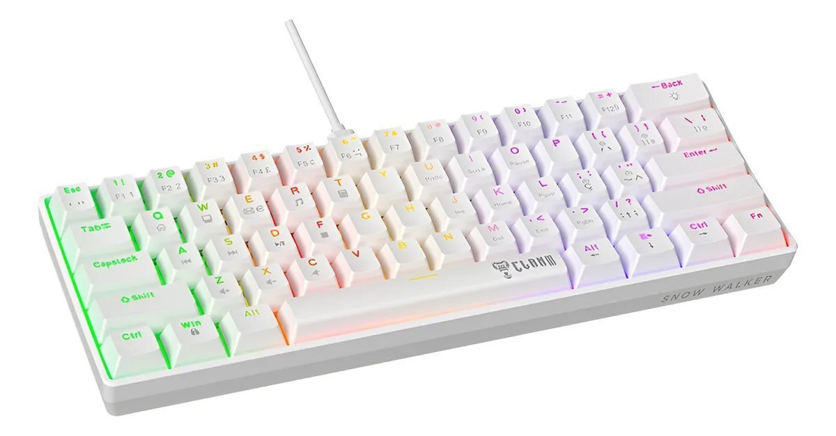 Teclado Mecânico Snow Walker V2 - Mecânico Branco Gamer 60% 🎮⌨️