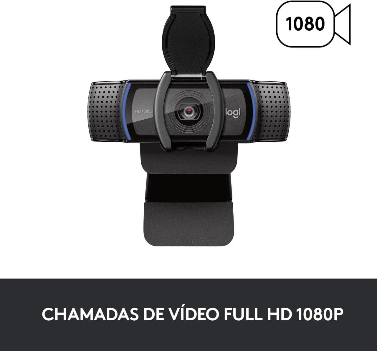 Webcam Full HD Logitech C920s com Microfone Embutido e Proteção de Privacidade para Chamadas e Gravações em Vídeo Widescreen 1080p - Compatível com Logitech Capture 💻🎥