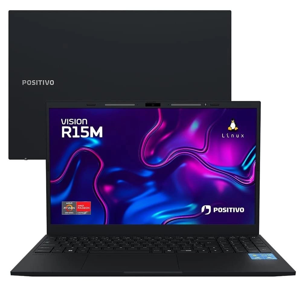Notebook Vision R15M Ryzen 7-5825U Linux 8GB RAM 256GB SSD Wi-Fi 6 IPS Positivo AMD 🛒💻